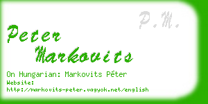 peter markovits business card